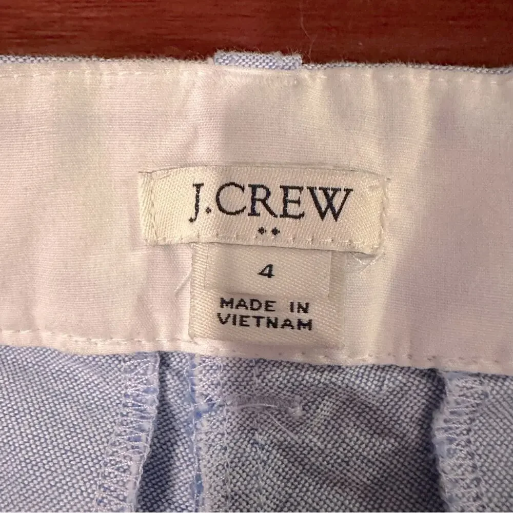 J Crew Short Size 4 Classic Oxford light Blue 100% Cotton Summer Preppy
